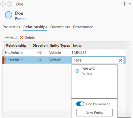 Search for an existing entity by using a property with a numeric data type.