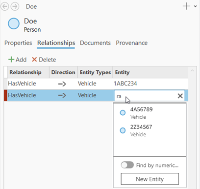 Search for an existing entity by using a property with the Text or GUID data type.