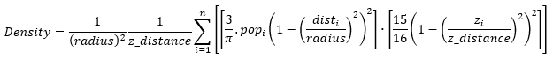 Space time kernel density across elevation over x,y equation