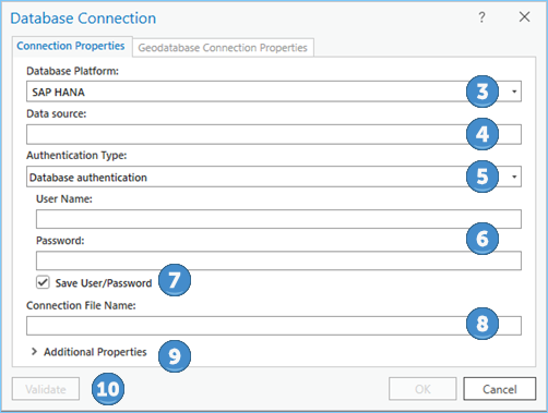 The Database Connection dialog box