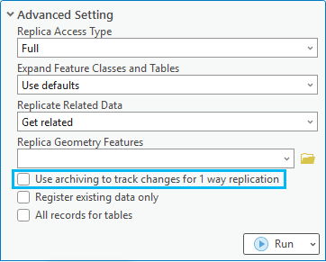 Using archiving when creating a one-way replica