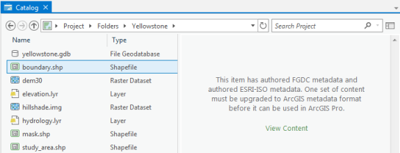 FGDC CSDGM-format and ESRI-ISO-format metadata must be upgraded to the ArcGIS metadata format before it can be used.