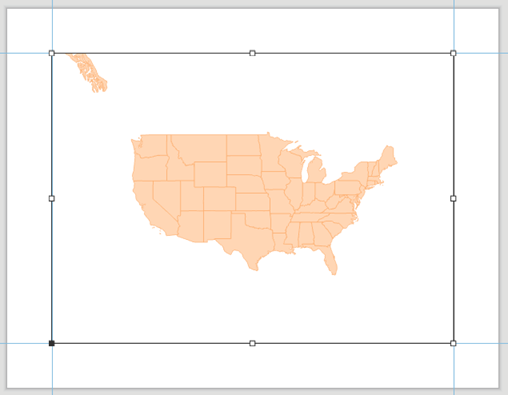 Layout with guides displaying the map frame