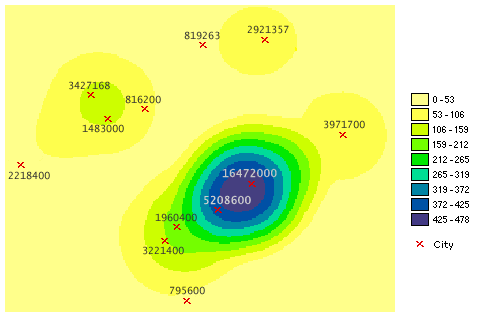 Population density surface example Population density surface example