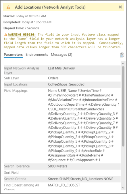 Warning message Warning message