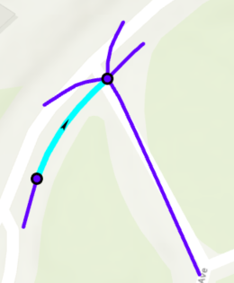 Selected street in map display Selected street in map display