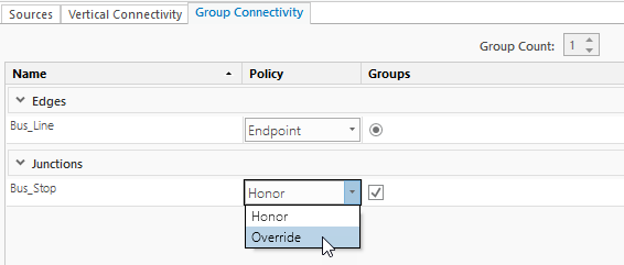 Setting up override connectivity policy for junctions Setting up override connectivity policy for junctions
