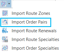 Import Order Pairs from the drop-down list of import options Import Order Pairs from the drop-down list of import options