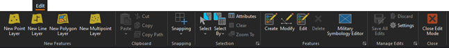 Edit tab with default tools