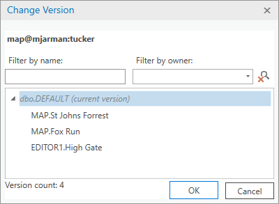 Change Version dialog box Change Version dialog box
