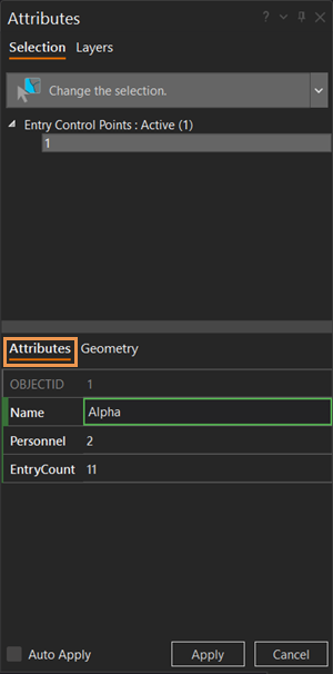 Attributes pane Attributes pane