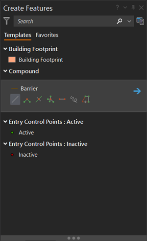 Create Features pane Create Features pane