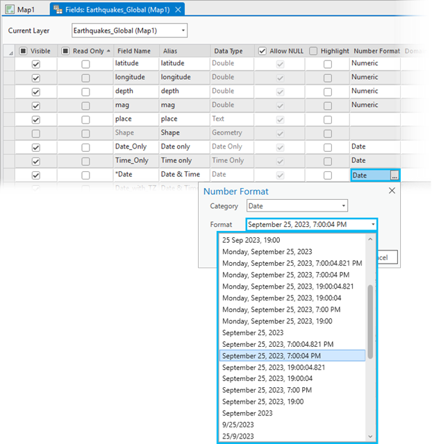 Date field formatting options Date field formatting options