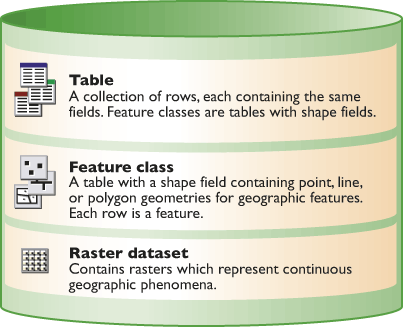 The three primary types of datasets in GIS The three primary types of datasets in GIS