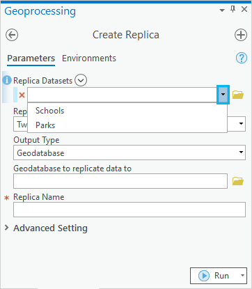 Create Replica geoprocessing tool displaying the drop-down option to select features in the map with definition queries applied Create Replica geoprocessing tool displaying the drop-down option to select features in the map with definition queries applied
