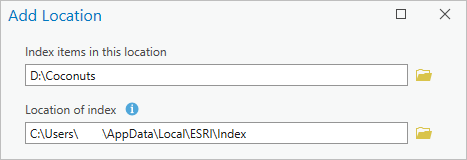 Add Location dialog box Add Location dialog box
