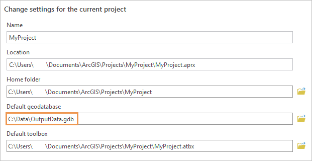 Options dialog box showing current project settings Options dialog box showing current project settings