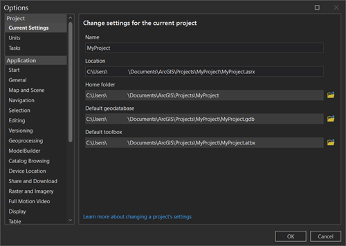 Current settings tab on the Options dialog box Current settings tab on the Options dialog box