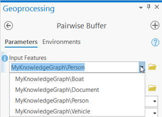 Knowledge graph feature layers can be analyzed by geoprocessing tools. Knowledge graph feature layers can be analyzed by geoprocessing tools.