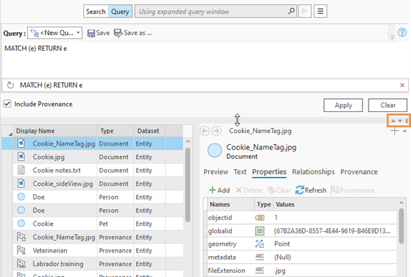 Resize the expanded query window by dragging the divider or using the available buttons. Resize the expanded query window by dragging the divider or using the available buttons.