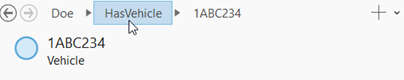 The location bar shows the current entity or relationship and others previously explored. The location bar shows the current entity or relationship and others previously explored.