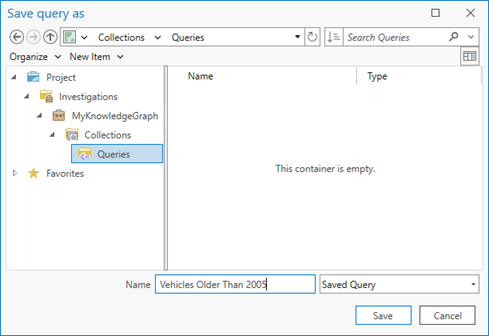 Type a name for the query that will be saved. Type a name for the query that will be saved.
