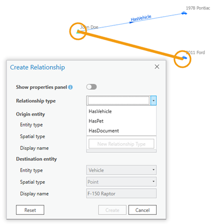 The Create Relationship dialog box appears. The Create Relationship dialog box appears.
