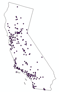Point locations of ozone monitoring stations Point locations of ozone monitoring stations