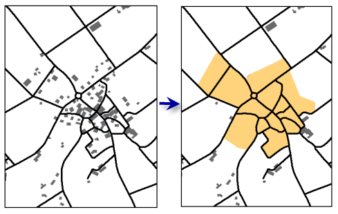 Delineate Built-Up Areas tool example Delineate Built-Up Areas tool example