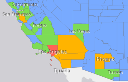 Output of the Time Series Clustering results display theme in the Visualize Space Time Cube in 2D tool Output of the Time Series Clustering results display theme in the Visualize Space Time Cube in 2D tool