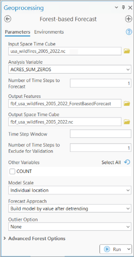 Forest-based Forecast geoprocessing tool Forest-based Forecast geoprocessing tool
