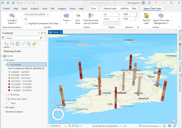 The Level Component display theme applied to a space-time cube. The Level Component display theme applied to a space-time cube.