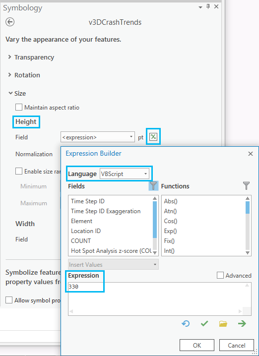 Set Height and Width symbology expressions Set Height and Width symbology expressions