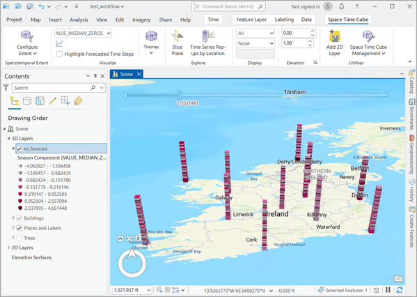 The Season Component display theme applied to a space-time cube. The Season Component display theme applied to a space-time cube.