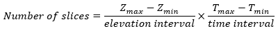 Total number of slices when time and elevation data is provided formula Total number of slices when time and elevation data is provided formula
