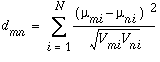 Equation for measuring distances between pairs of classes Equation for measuring distances between pairs of classes
