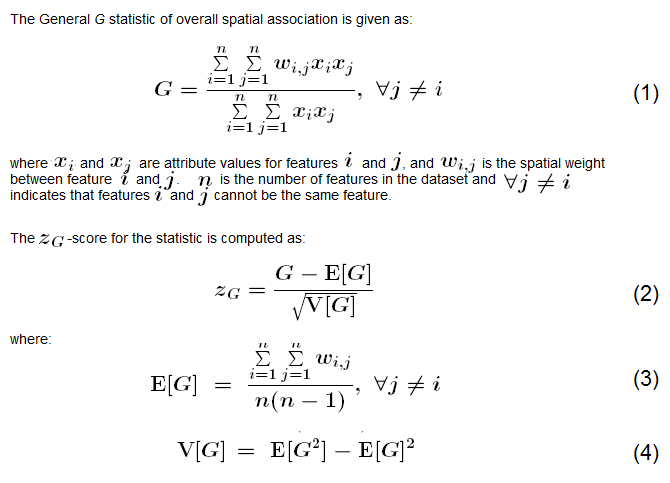 Mathematics for the General G statistic Mathematics for the General G statistic