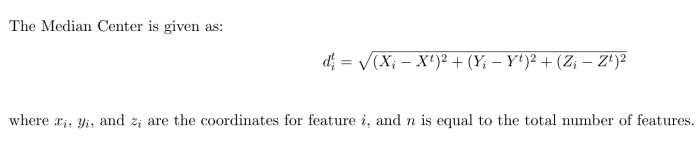 Equation that will be minimized by the Median Center algorithm Equation that will be minimized by the Median Center algorithm