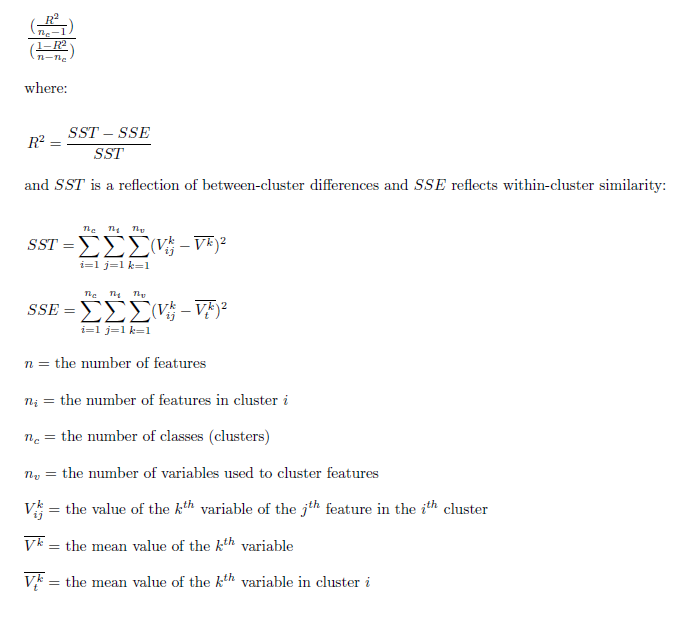 Caliński-Harabasz pseudo F-statistic Caliński-Harabasz pseudo F-statistic