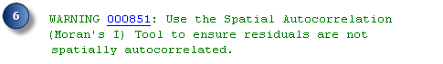 Assess the spatial distribution of regression residuals Assess the spatial distribution of regression residuals