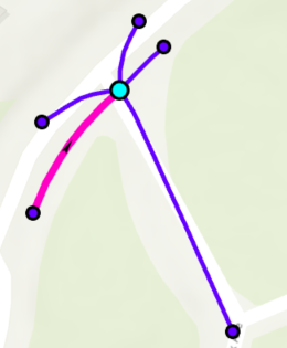 One of the five adjacent streets connected to the selected junction One of the five adjacent streets connected to the selected junction