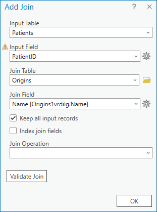 Add Join tool dialog box Add Join tool dialog box