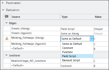 Changing the evaluator for the Walking_Pathways (Along) to Field Script Changing the evaluator for the Walking_Pathways (Along) to Field Script