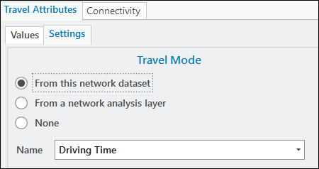 Change the travel mode settings on the Settings subtab. Change the travel mode settings on the Settings subtab.