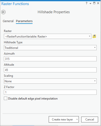 The Hillshade raster function allows you to set the Z factor in the Properties pane. The Hillshade raster function allows you to set the Z factor in the Properties pane.