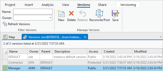 New version created using Versions view New version created using Versions view