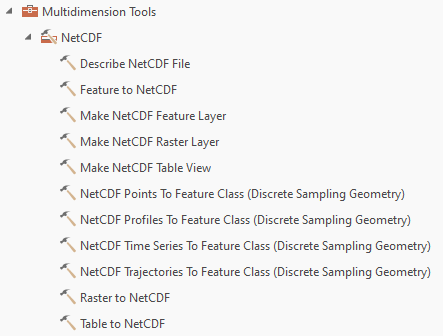 NetCDF toolset in the Multidimension toolbox NetCDF toolset in the Multidimension toolbox