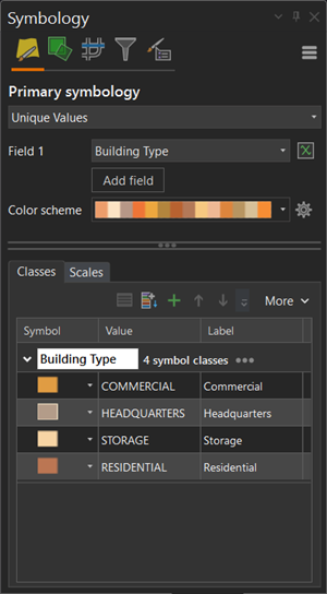 Symbology pane Symbology pane