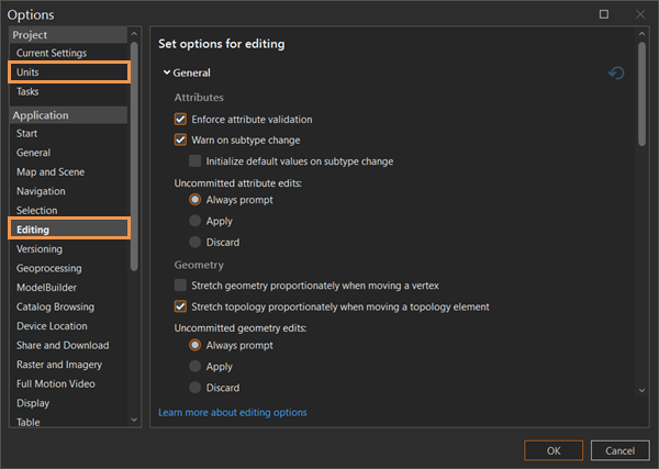 Options dialog box Options dialog box