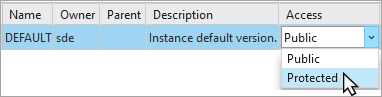 Choose Protected for the Access value in the Versions view. Choose Protected for the Access value in the Versions view.